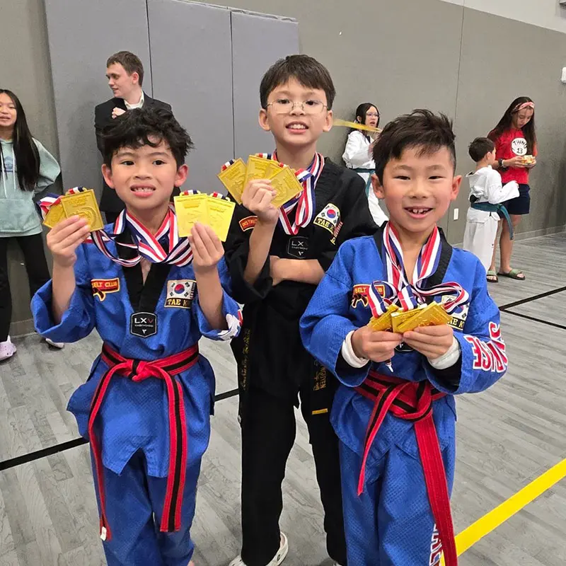 Kids martial arts students at Sunrise Taekwondo