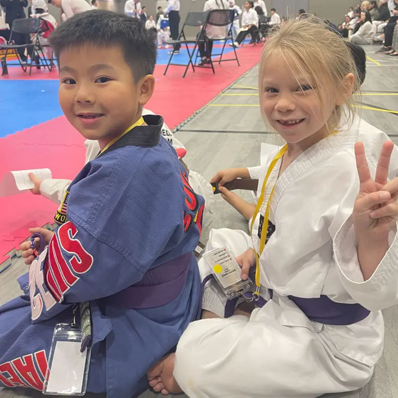 Kids class training at Sunrise Taekwondo