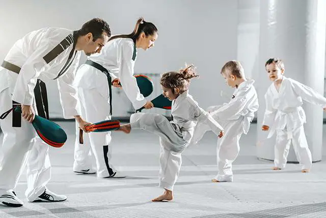 Young students lined up in class