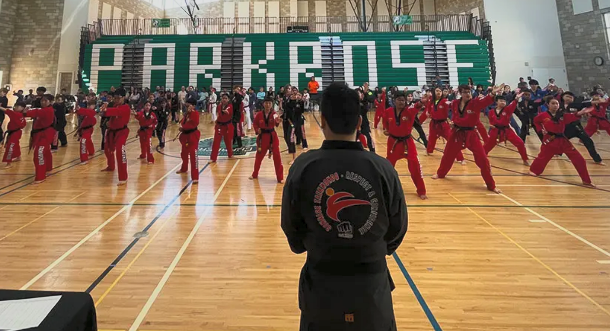 Students training together at Sunrise Taekwondo