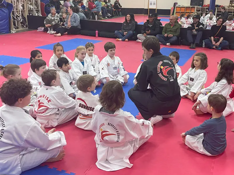 Preschool student training at Sunrise Taekwondo